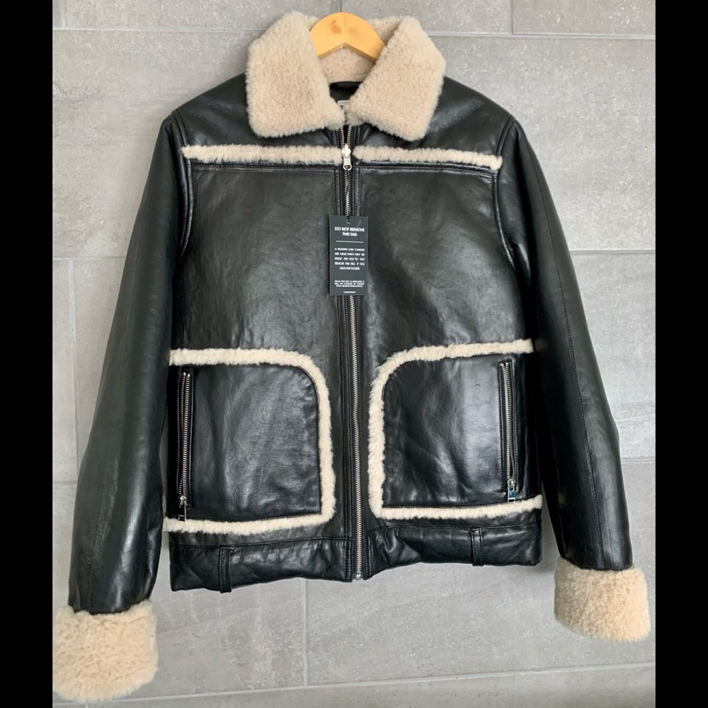 Lamarque Leather Sherpa Reversible Jacket